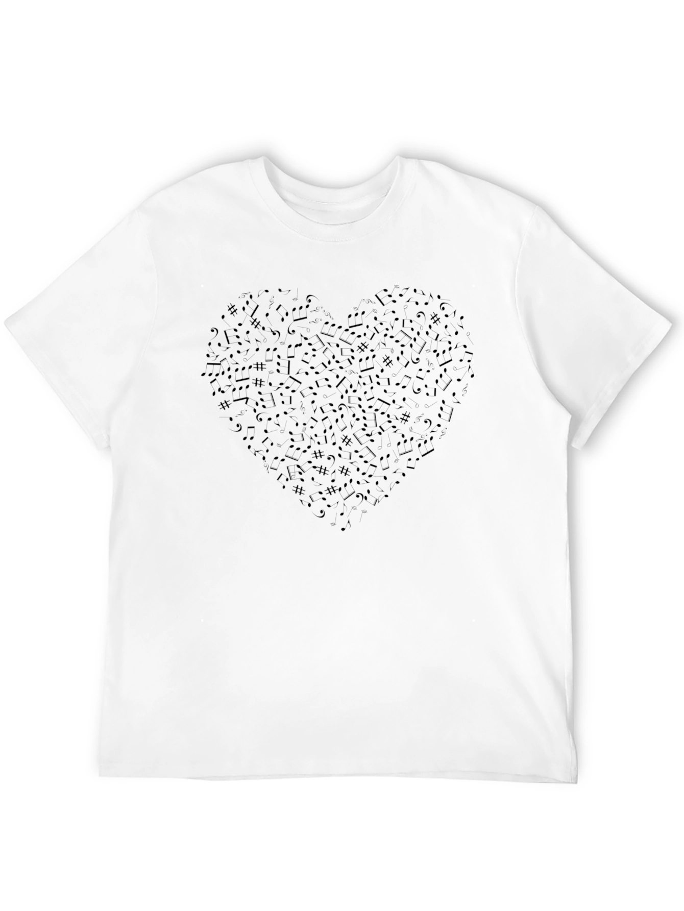 Musical Heart Graphic Tee - Black Crew Neck T-Shirt