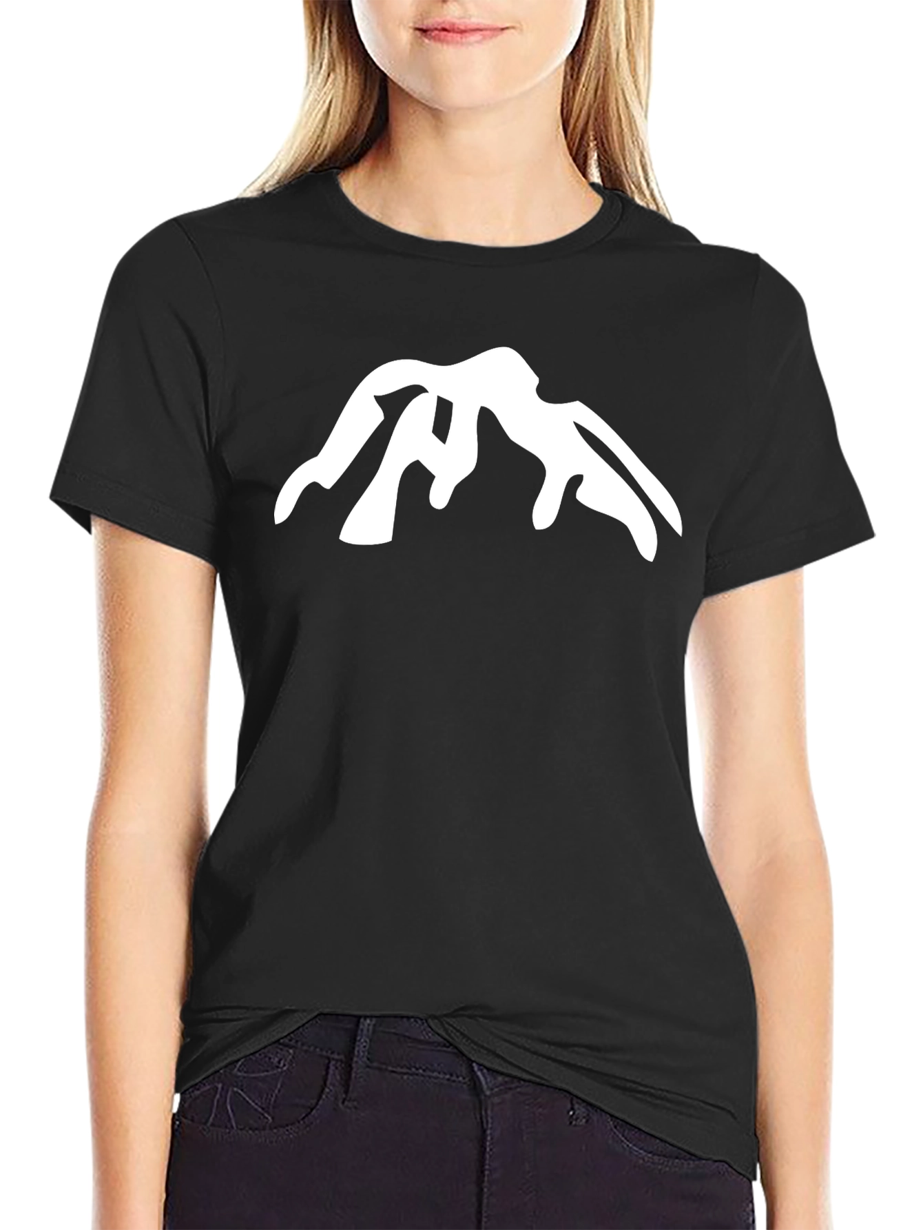 Mountain Peak Graphic Tee - Black Cotton Casual Shirt