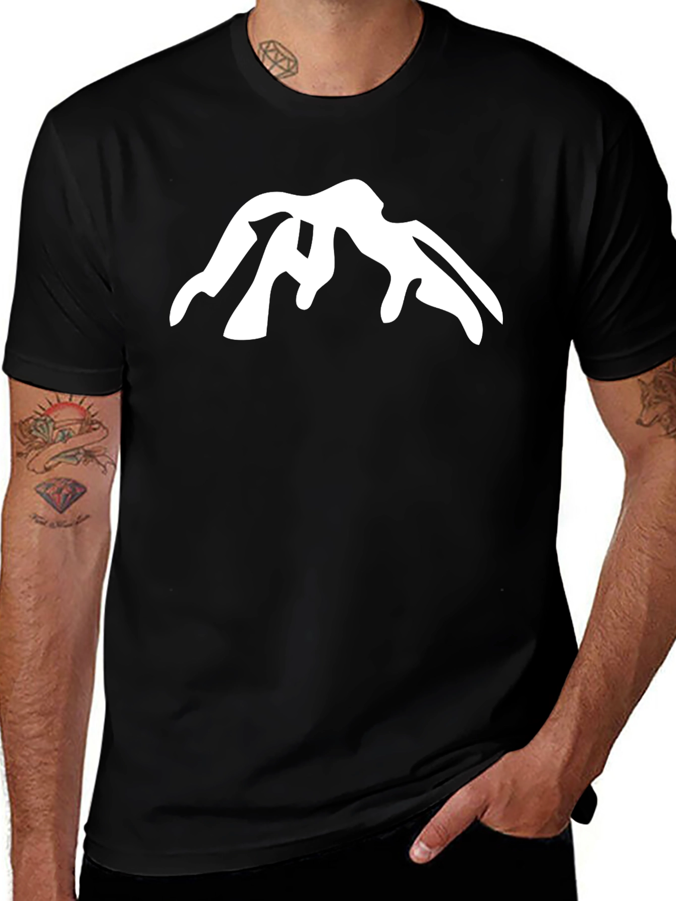 Mountain Peak Graphic Tee - Black Cotton Casual Shirt