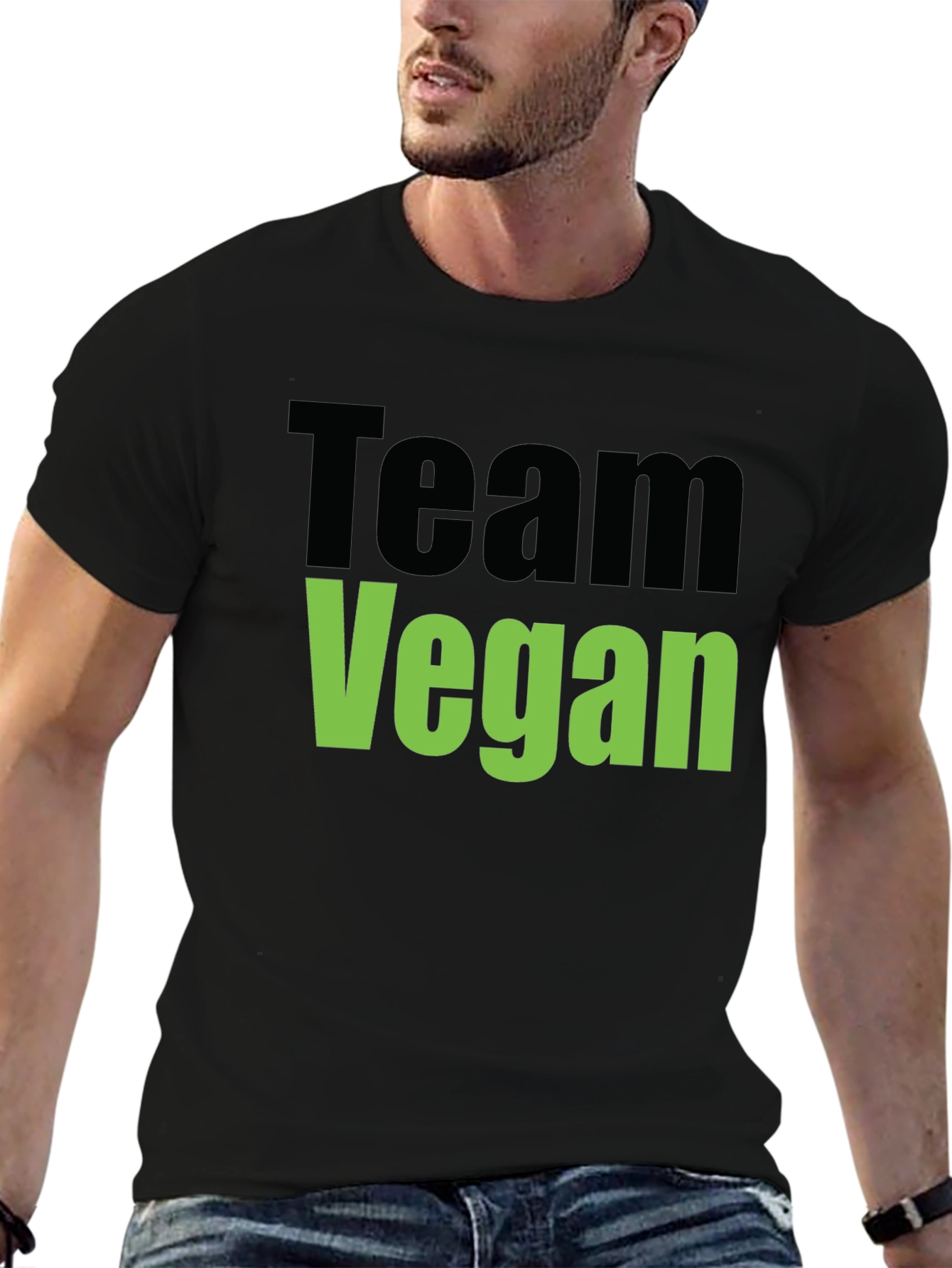Team Vegan Graphic Tee - Black Cotton T-Shirt