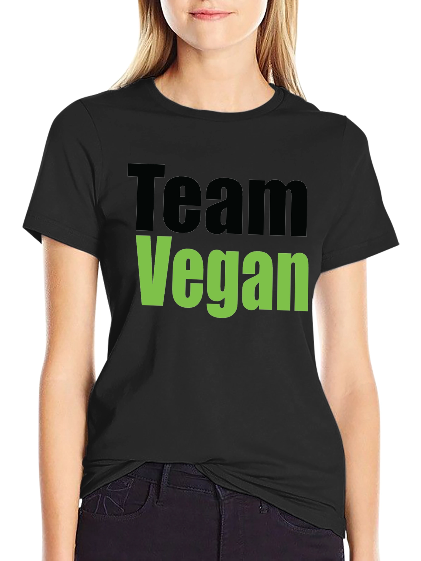 Team Vegan Graphic Tee - Black Cotton T-Shirt