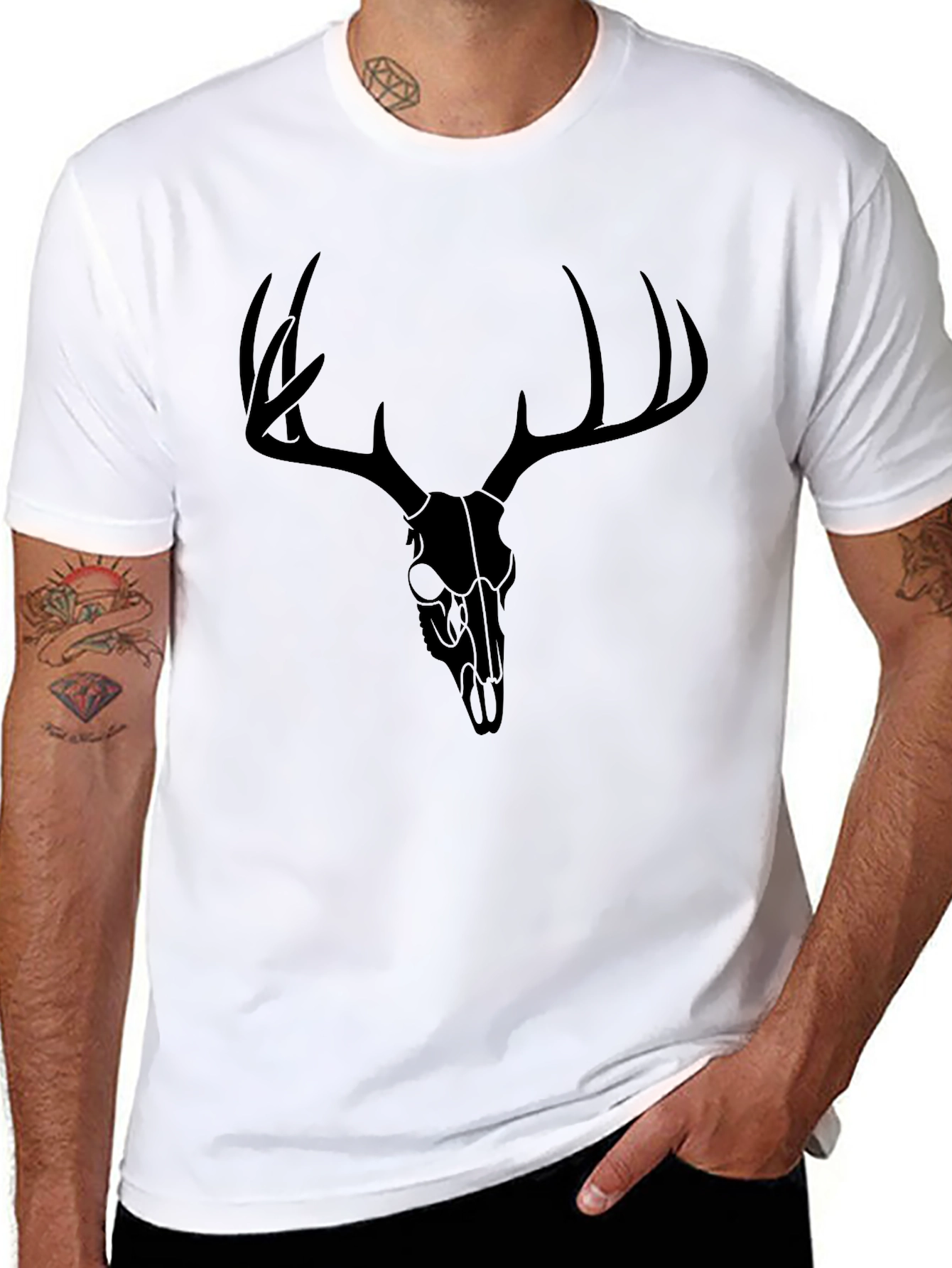 Deer Skull Graphic T-Shirt - Mens Black Tee