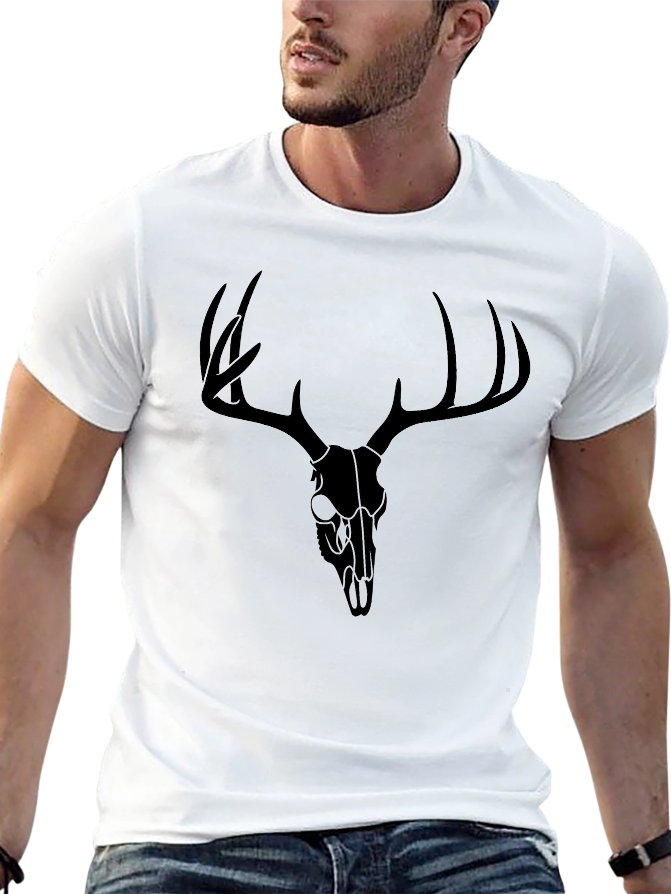 Deer Skull Graphic T-Shirt - Mens Black Tee