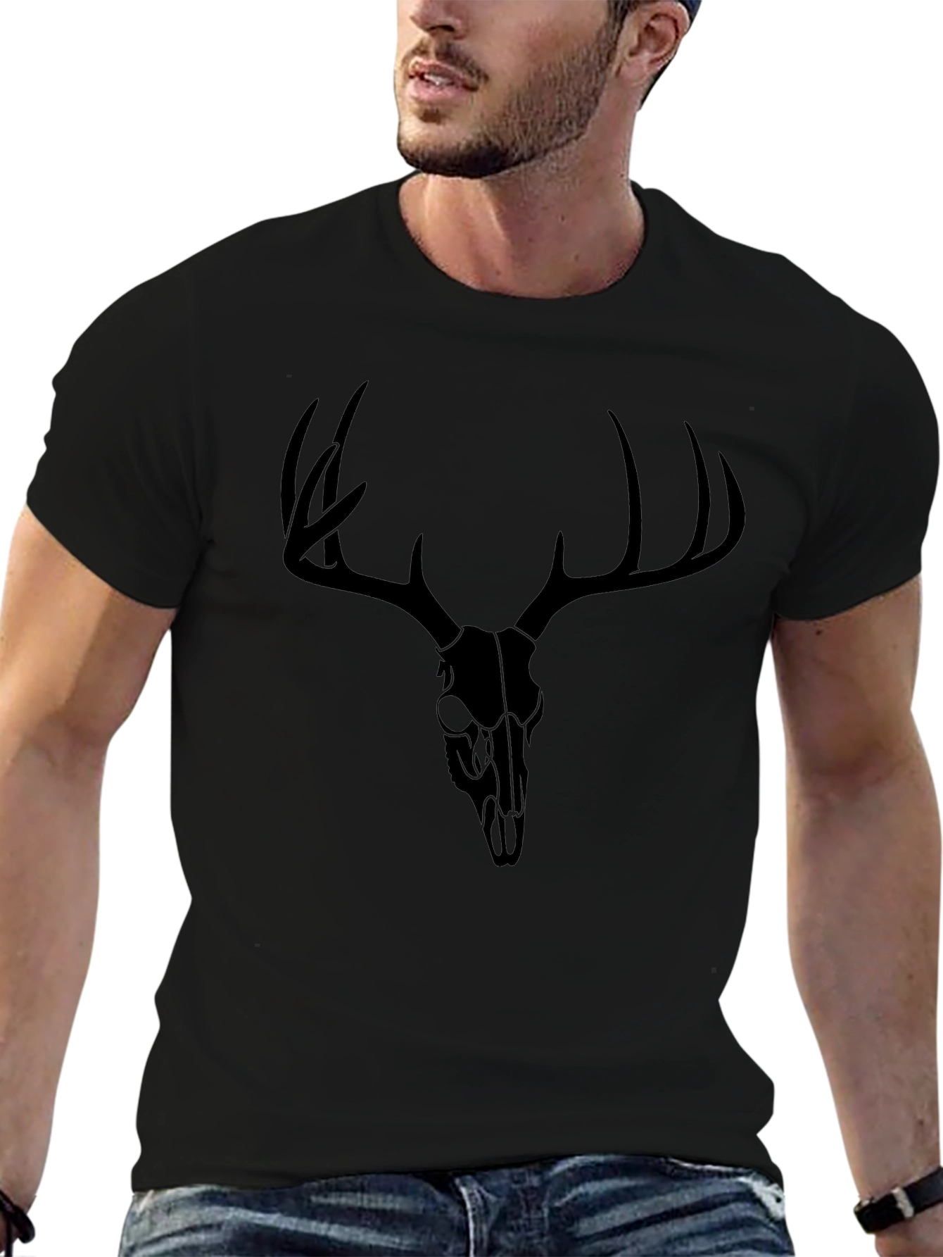 Deer Skull Graphic T-Shirt - Mens Black Tee
