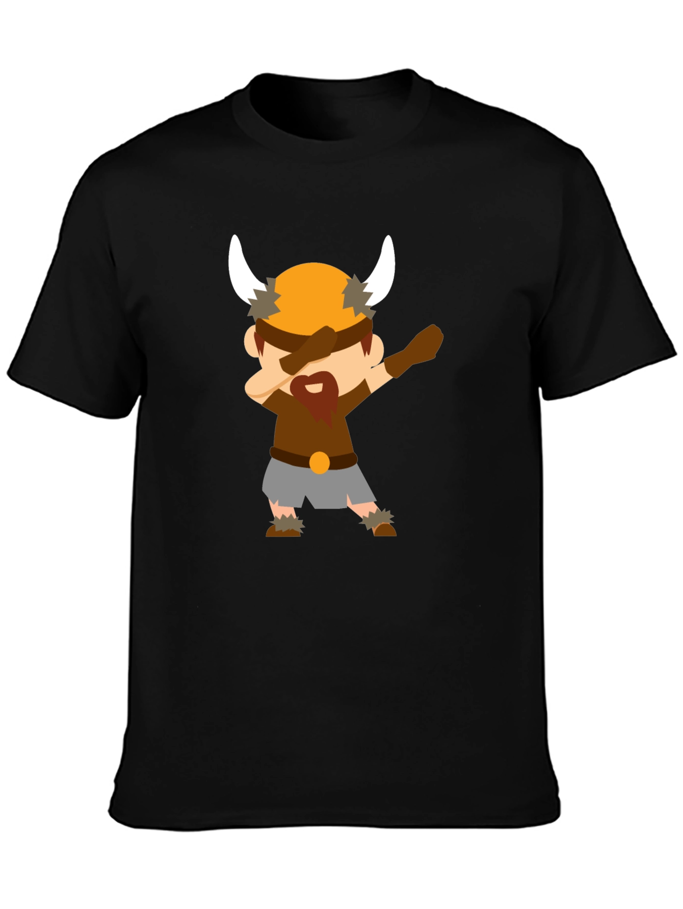 Dabbing Viking Cartoon Black T-Shirt