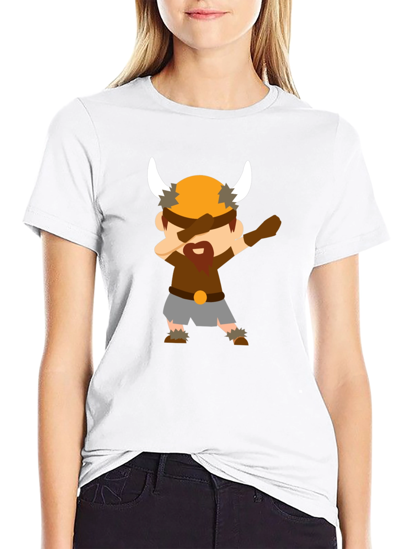 Dabbing Viking Cartoon Black T-Shirt