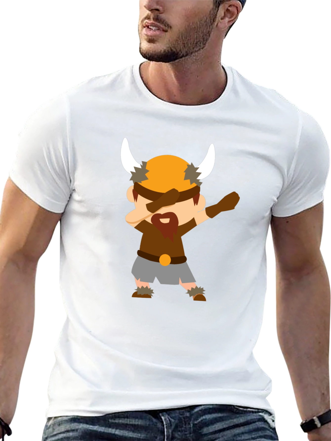 Dabbing Viking Cartoon Black T-Shirt