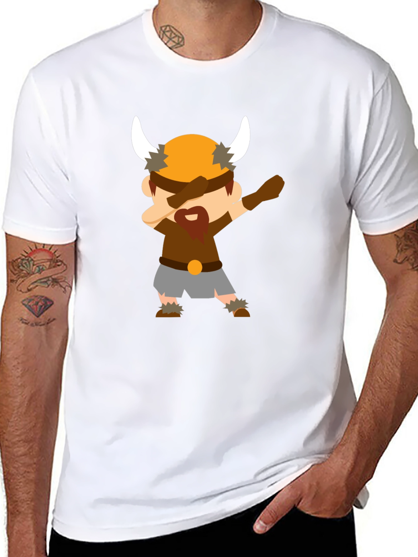 Dabbing Viking Cartoon Black T-Shirt