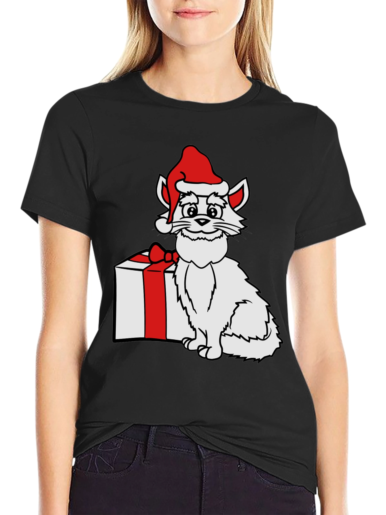 Festive Cat Graphic Tee - Holiday Gift!