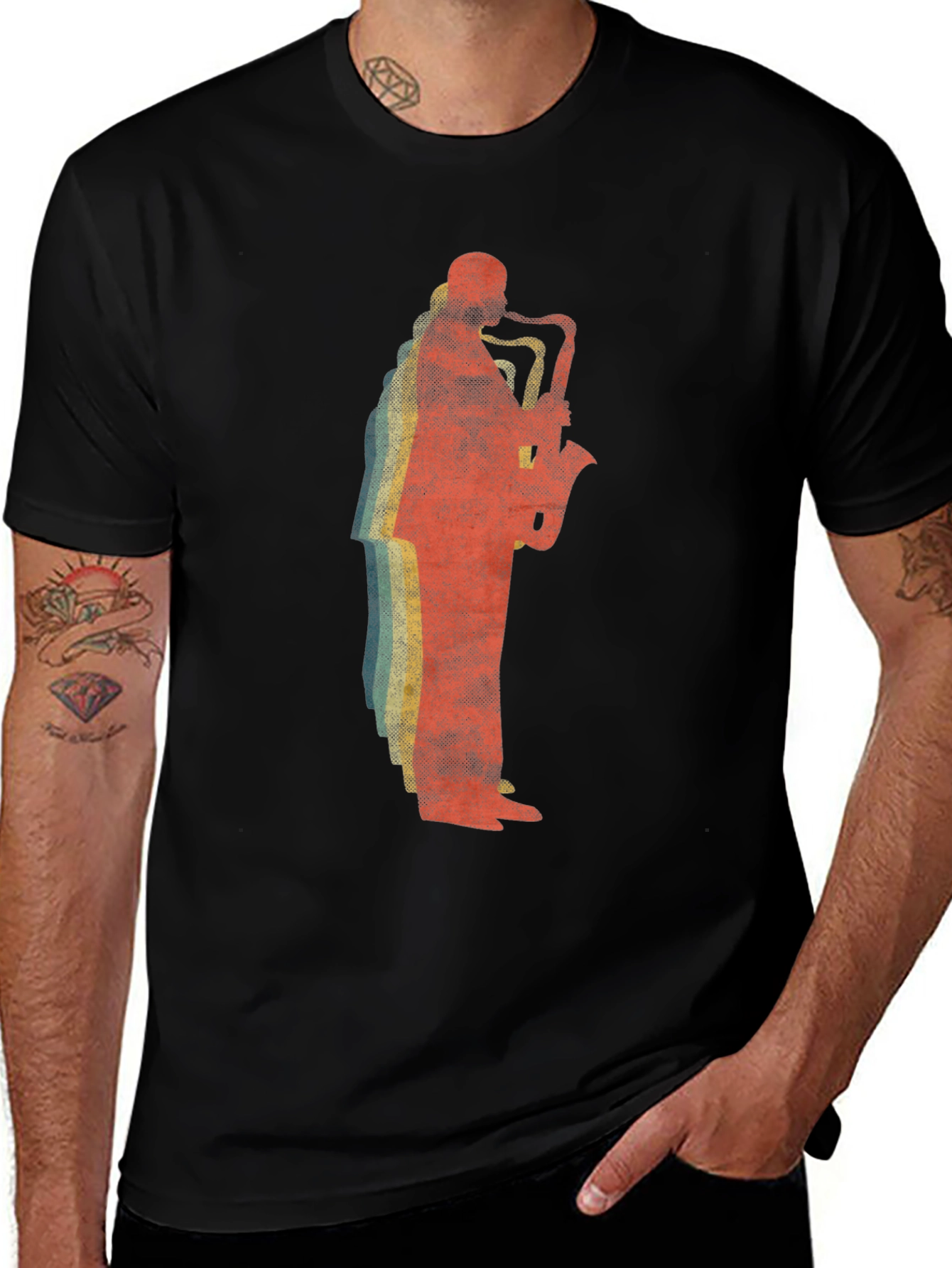 Saxophone Player Graphic Tee - Retro Style