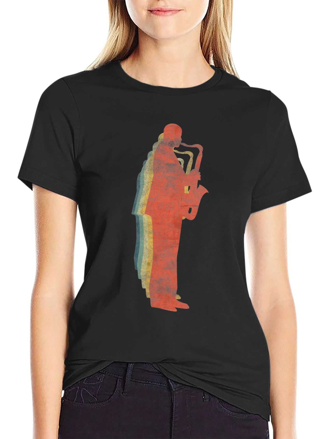 Saxophone Player Graphic Tee - Retro Style