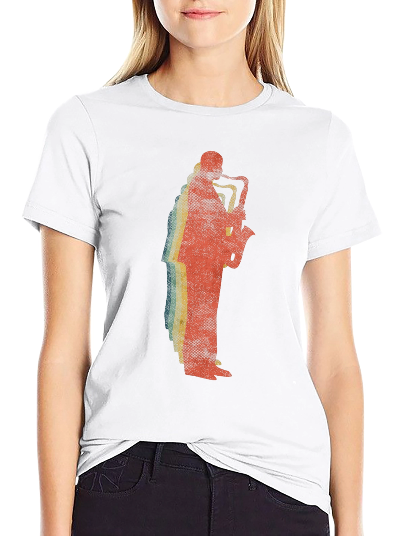 Saxophone Player Graphic Tee - Retro Style