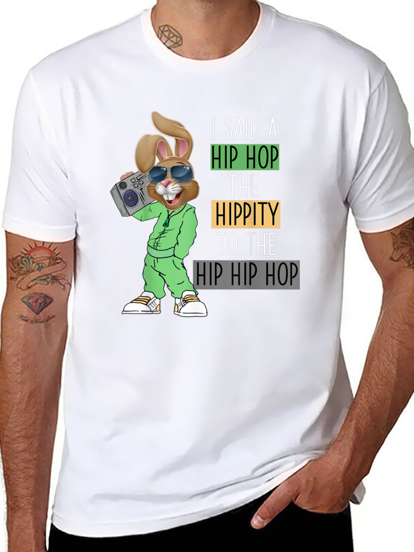 Hip Hop Easter Bunny Graphic T-Shirt