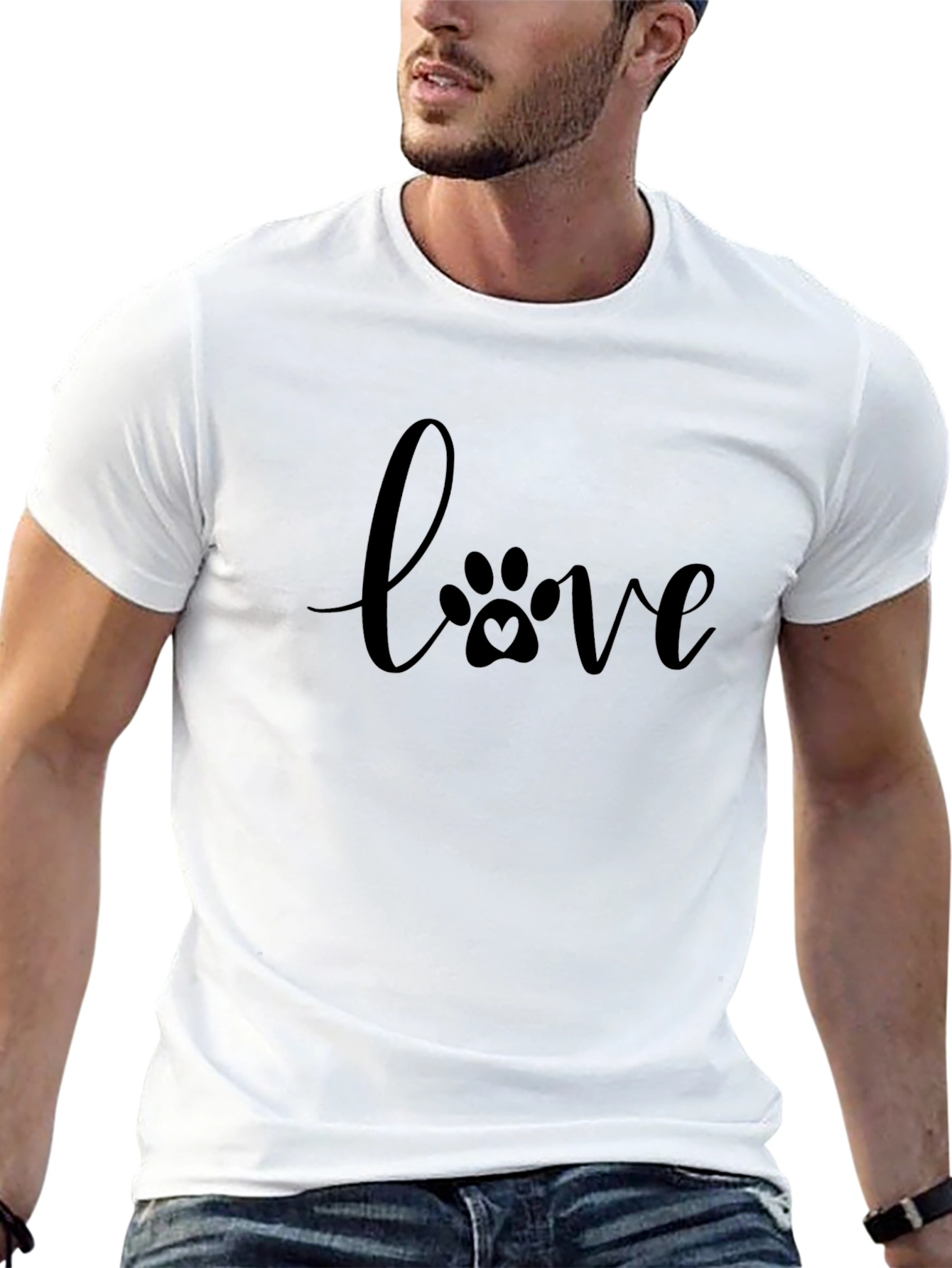 Love Paw Print T-Shirt - Black