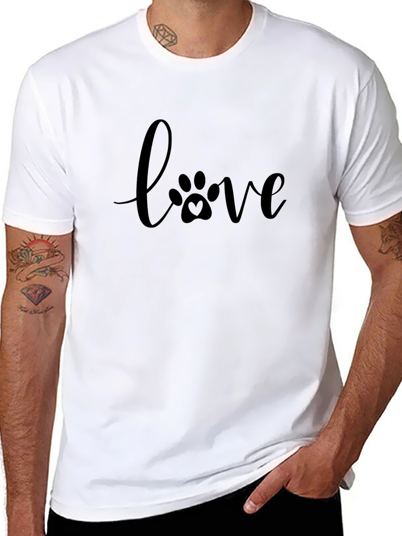 Love Paw Print T-Shirt - Black
