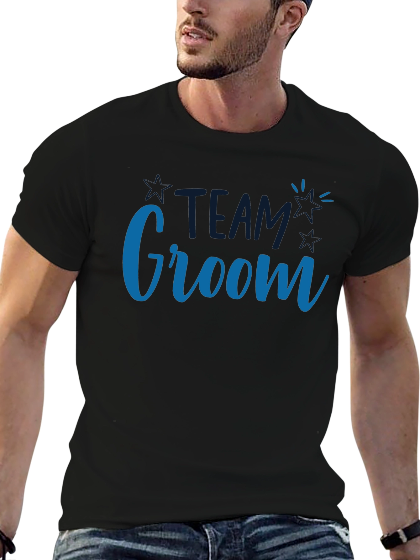 Team Groom Crew T-Shirt - Black Cotton Blend