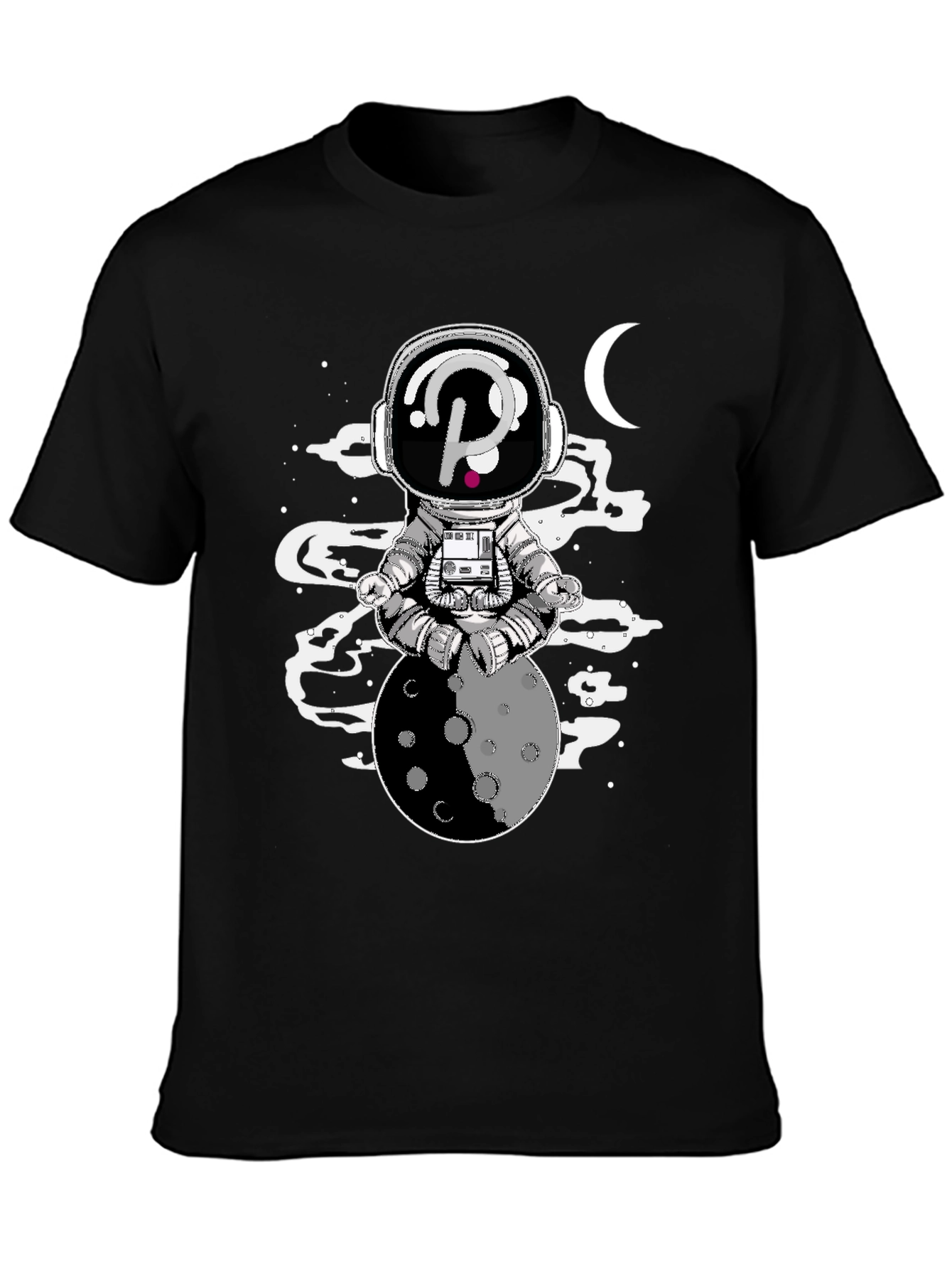 Astronaut Moon Meditation Black Graphic Tee