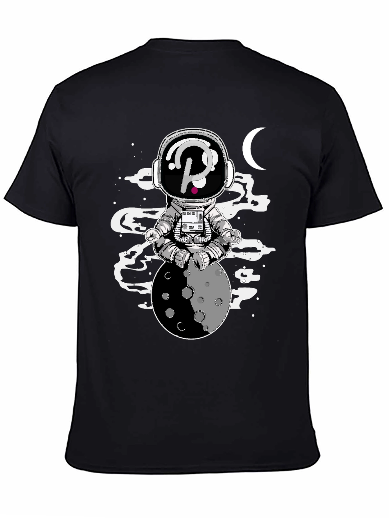 Astronaut Moon Meditation Black Graphic Tee
