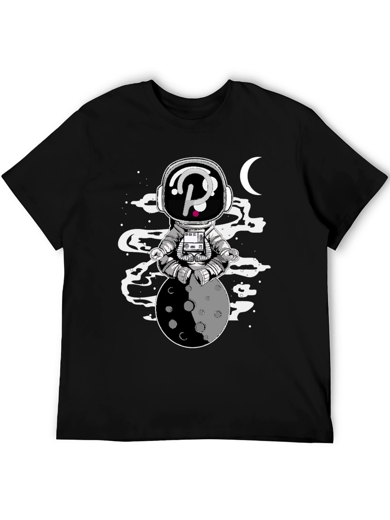 Astronaut Moon Meditation Black Graphic Tee