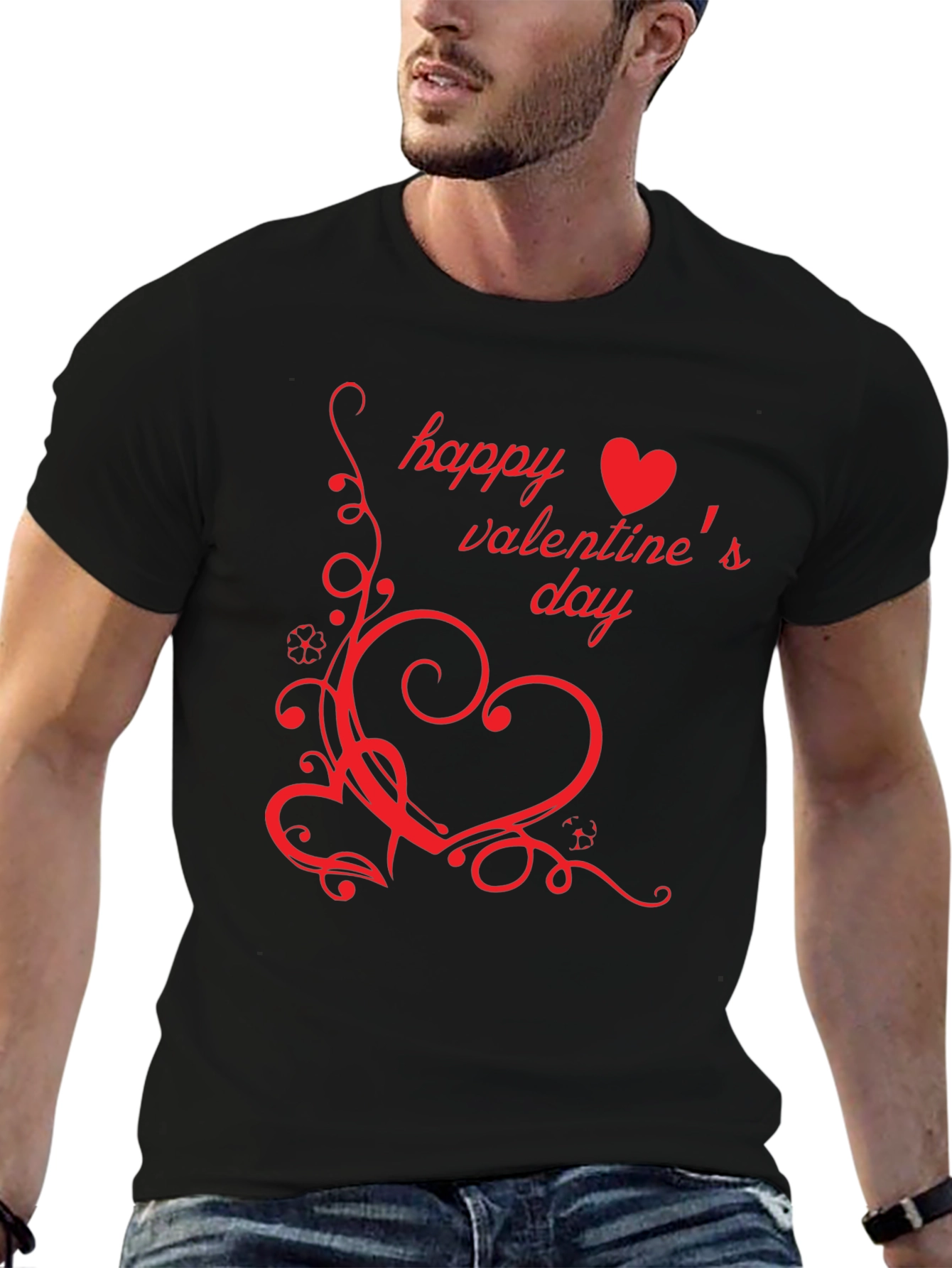 Happy Valentines Day Black T-Shirt