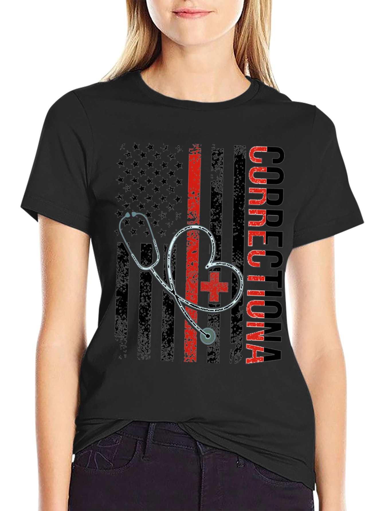 Correctional Nurse American Flag T-Shirt