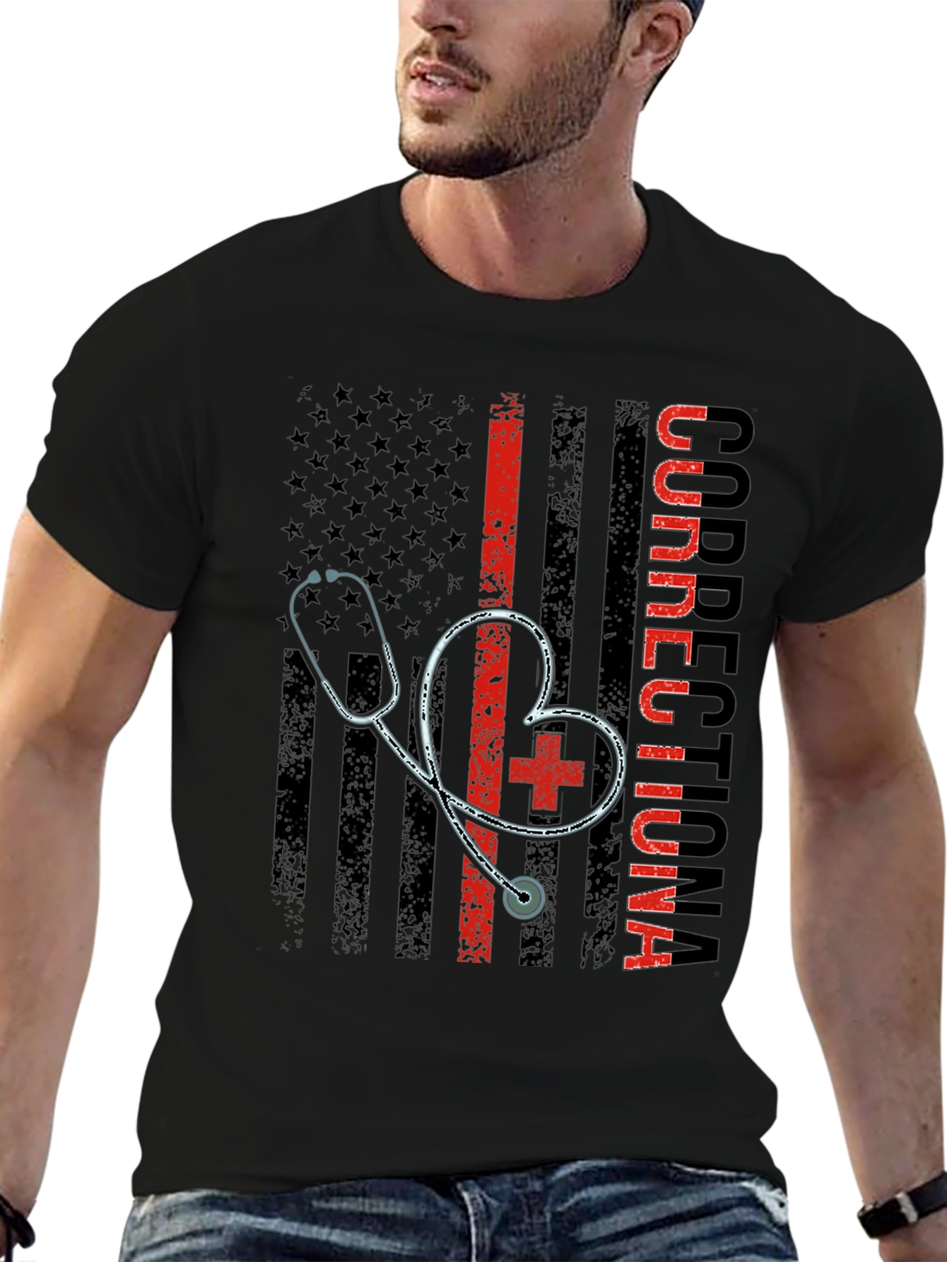 Correctional Nurse American Flag T-Shirt