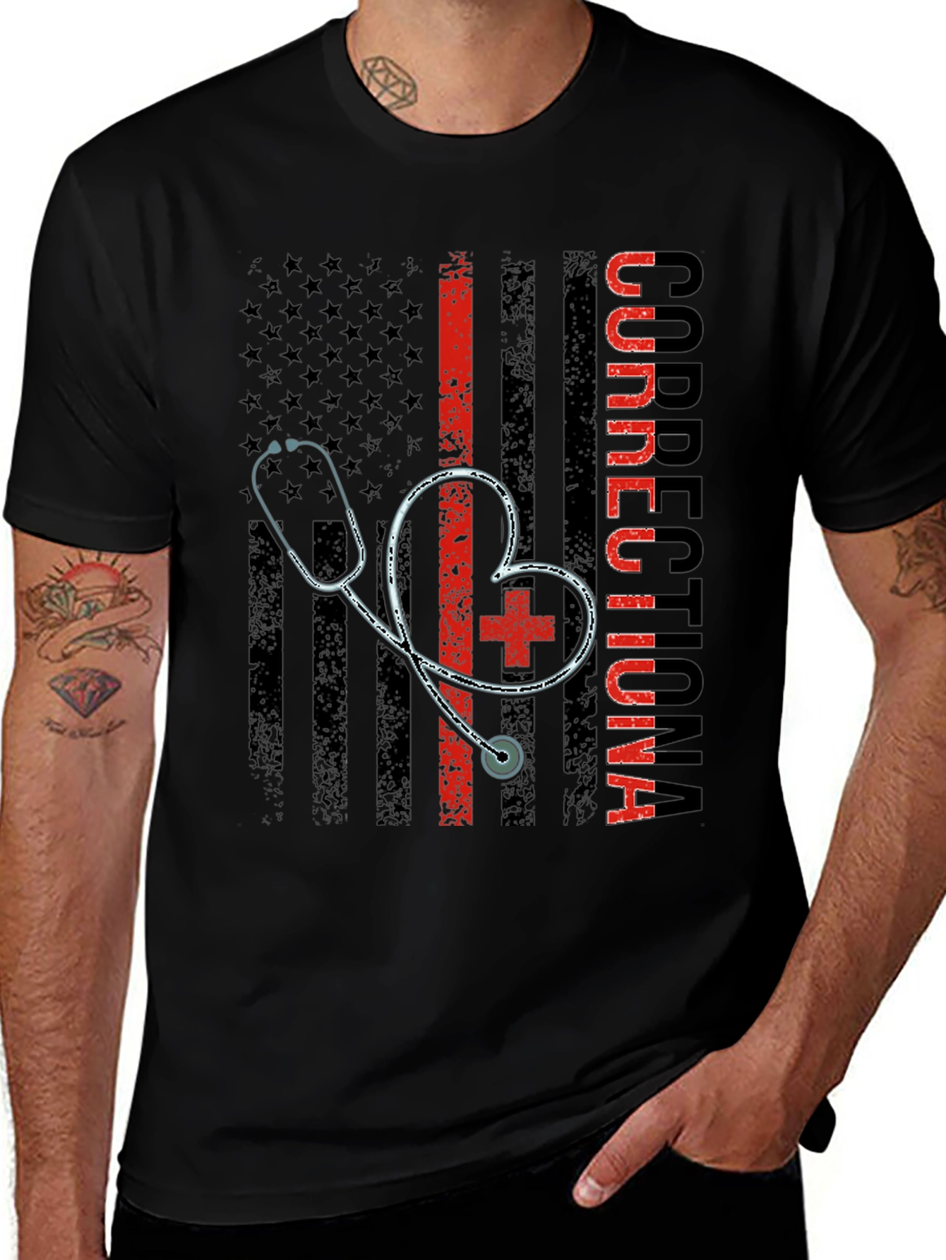 Correctional Nurse American Flag T-Shirt