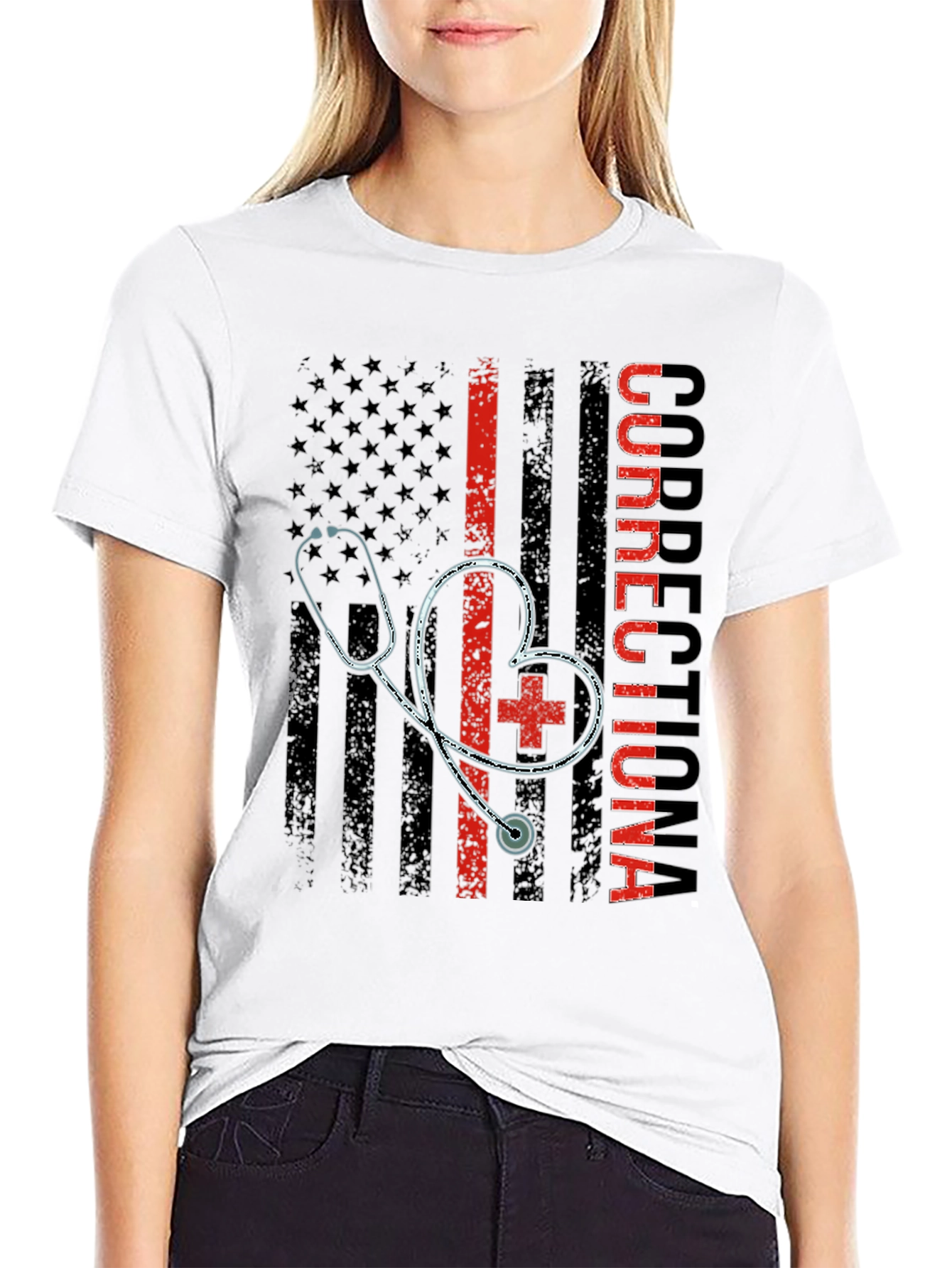 Correctional Nurse American Flag T-Shirt