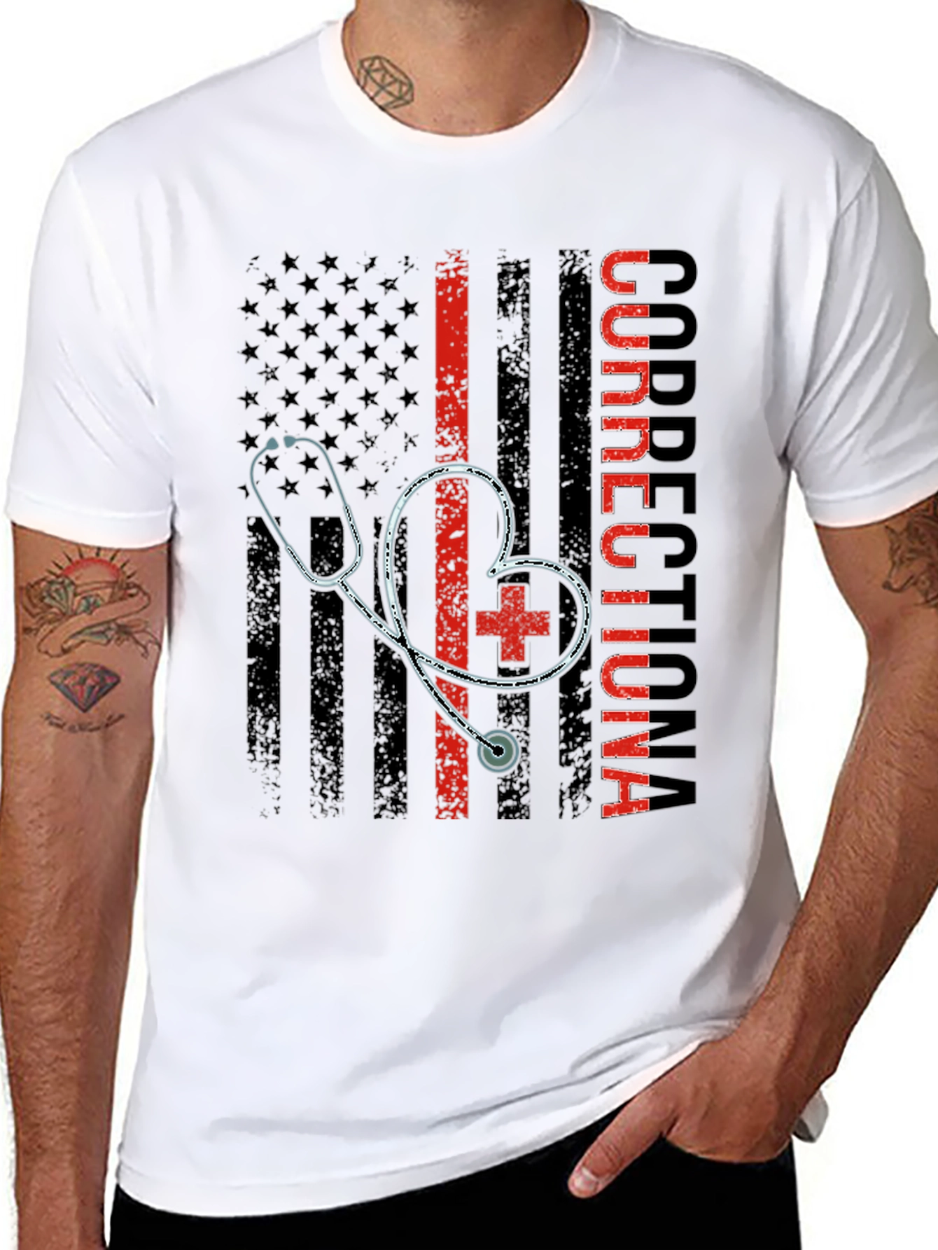 Correctional Nurse American Flag T-Shirt