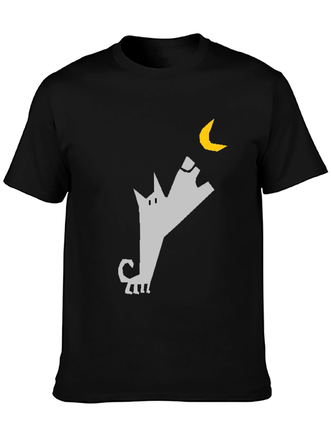 Wolf Howling at Moon Graphic Tee - Black Cotton