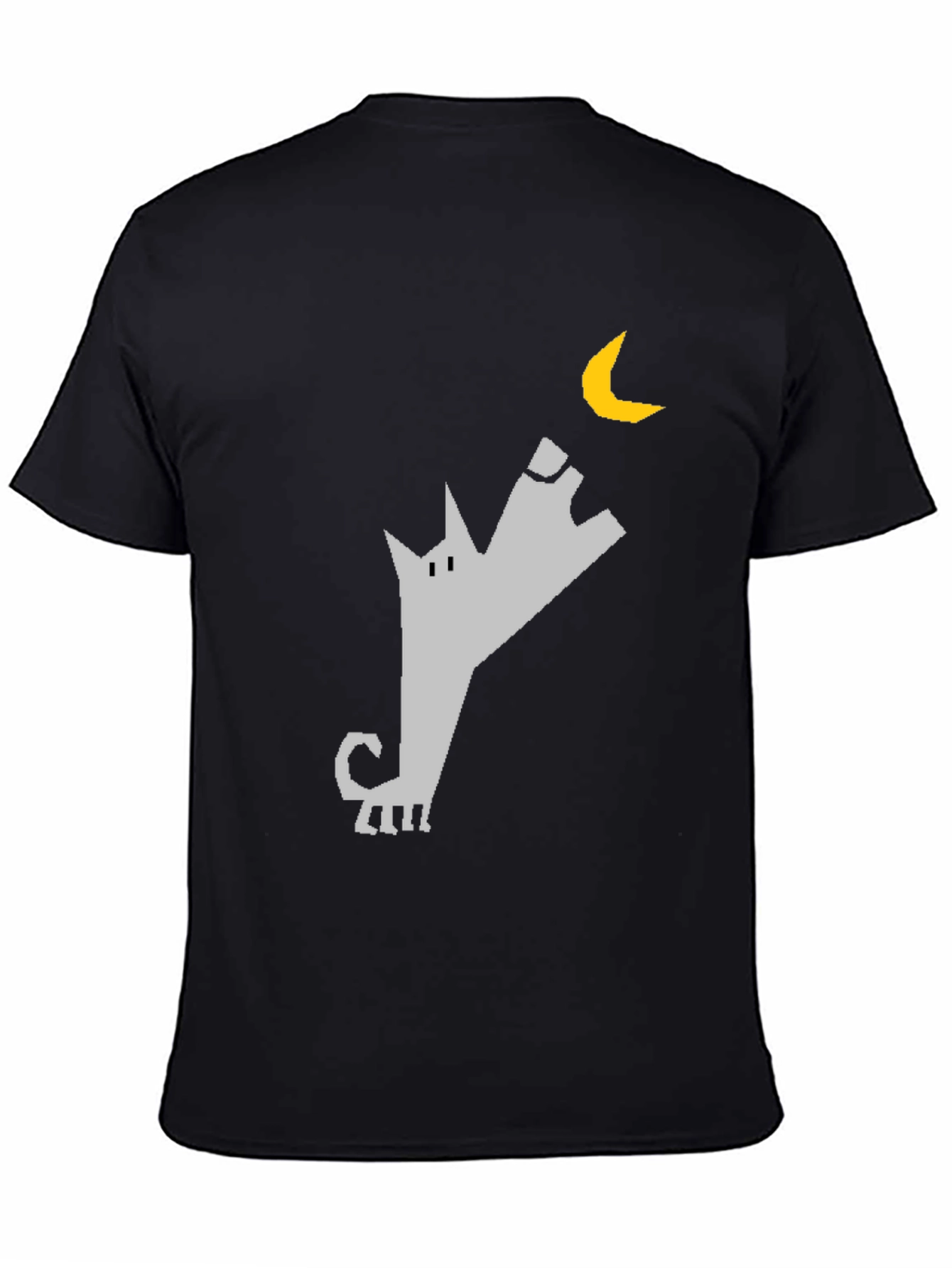 Wolf Howling at Moon Graphic Tee - Black Cotton