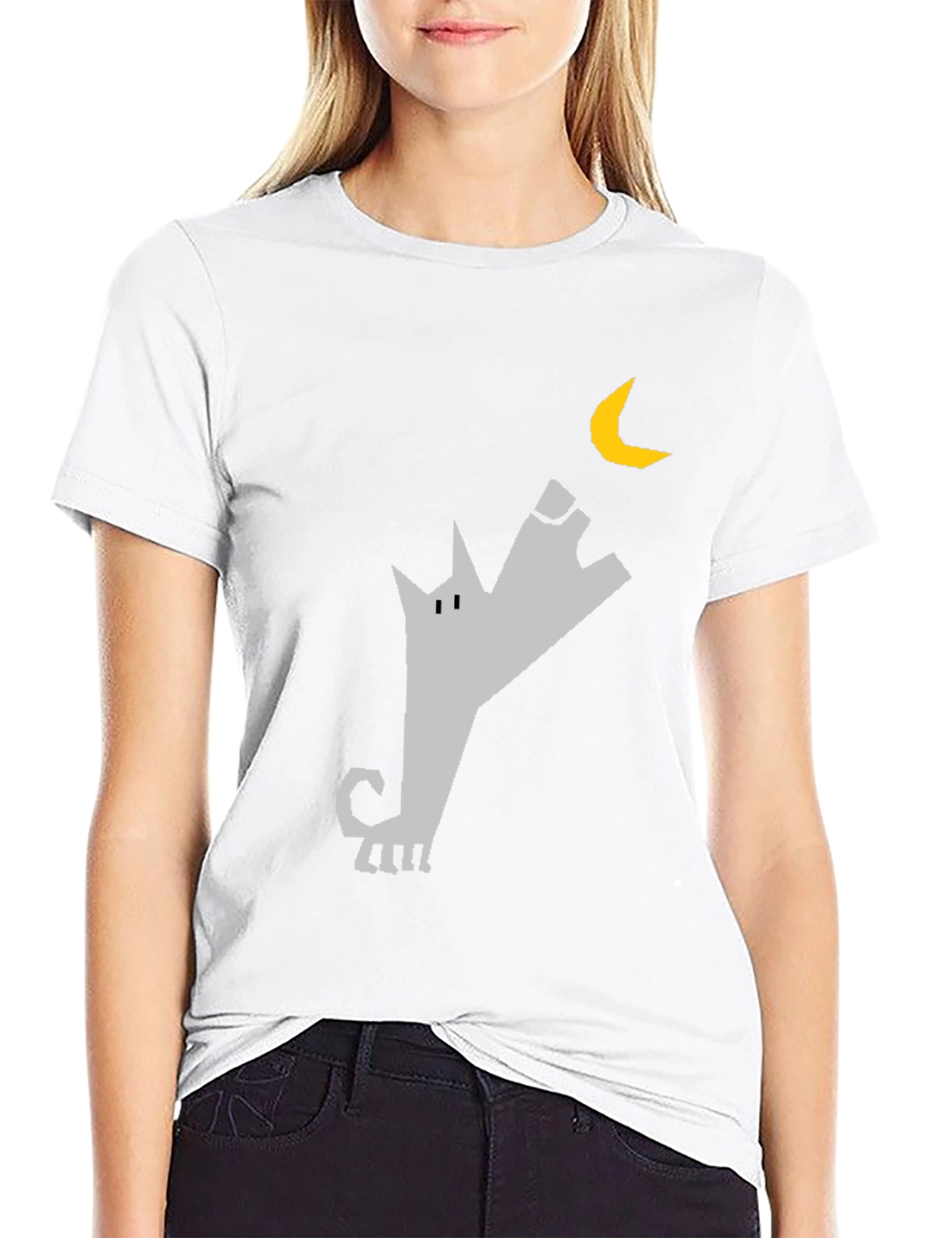 Wolf Howling at Moon Graphic Tee - Black Cotton