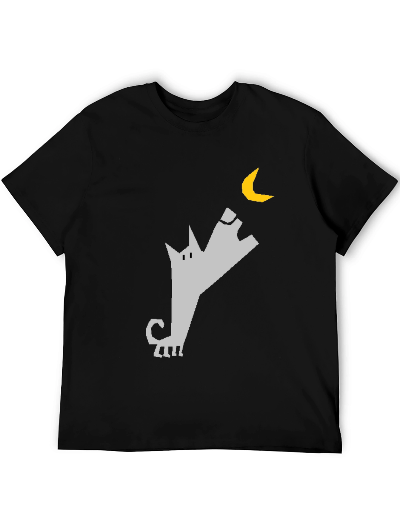 Wolf Howling at Moon Graphic Tee - Black Cotton