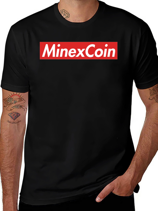 MinexCoin Red Box Logo Black T-Shirt