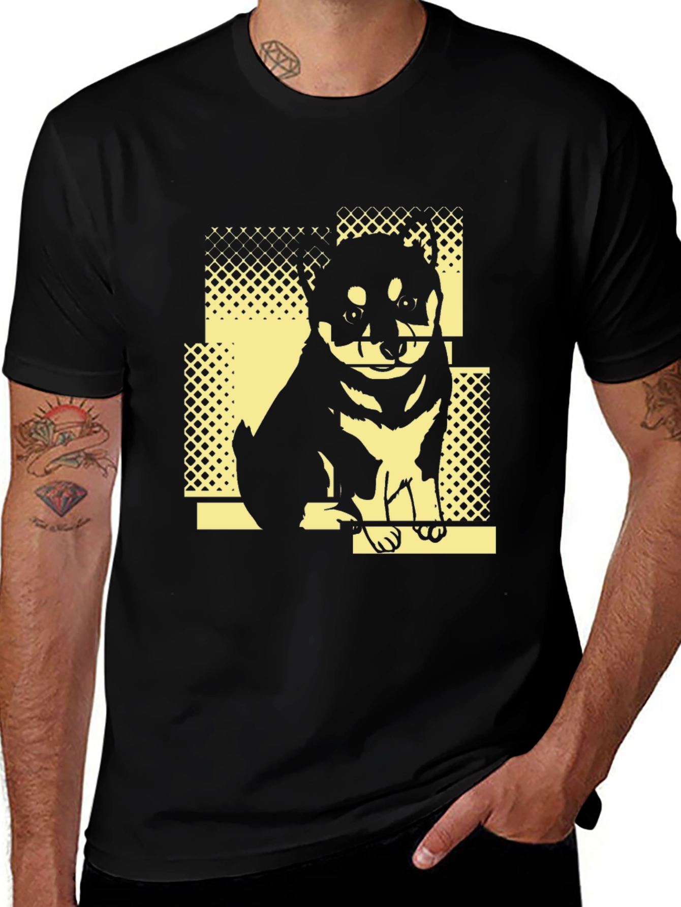 Dog Graphic Print Tee - Stylish Black T-Shirt
