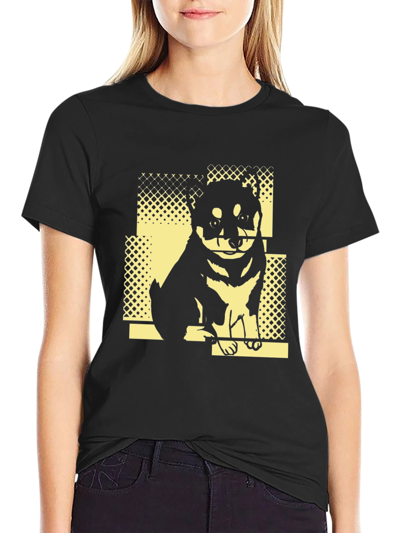 Dog Graphic Print Tee - Stylish Black T-Shirt
