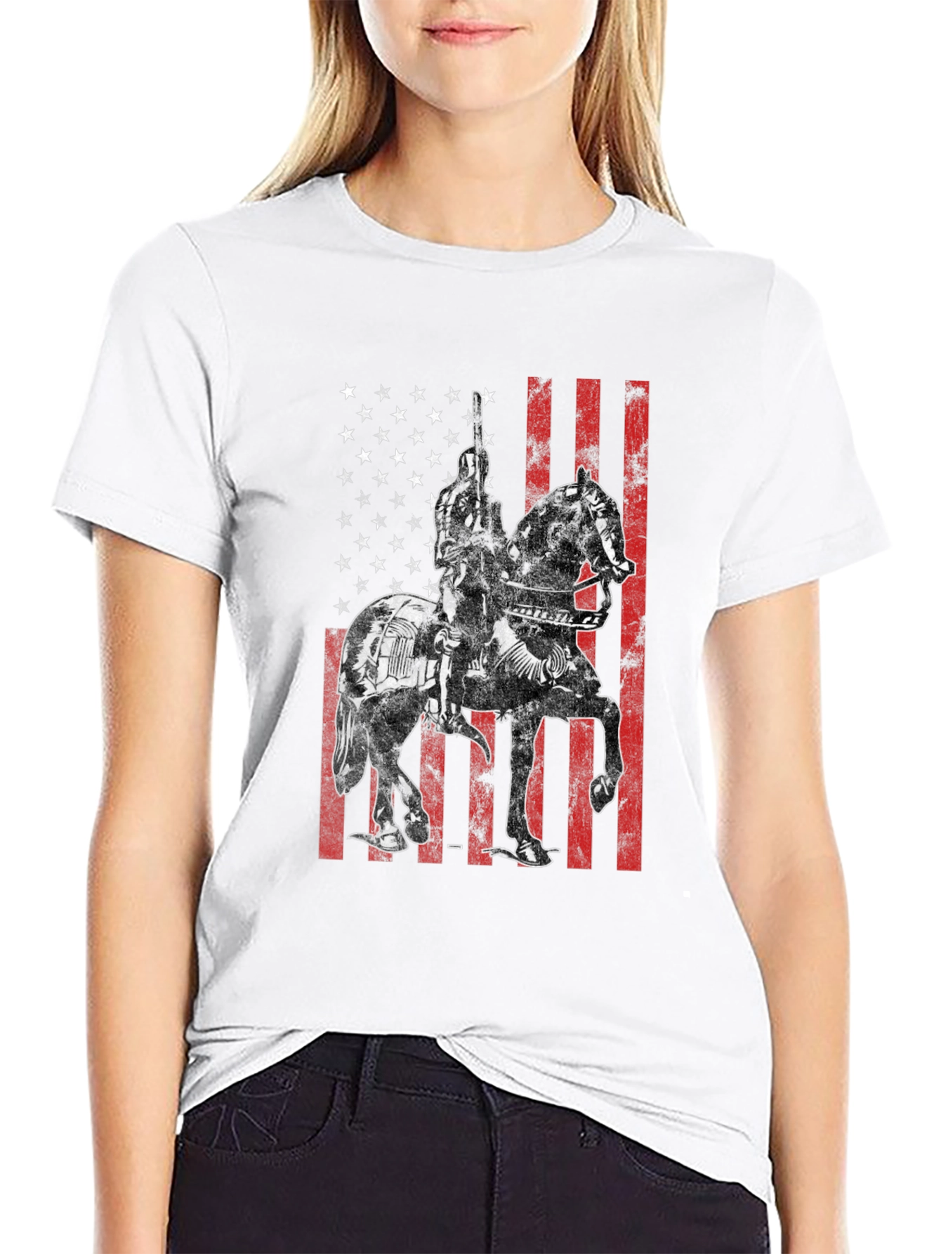Patriotic Knight on Horseback T-Shirt