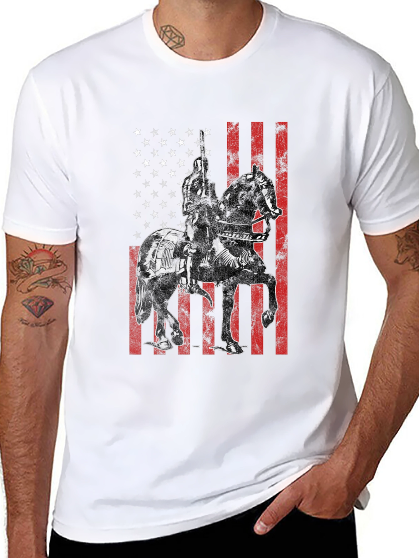 Patriotic Knight on Horseback T-Shirt