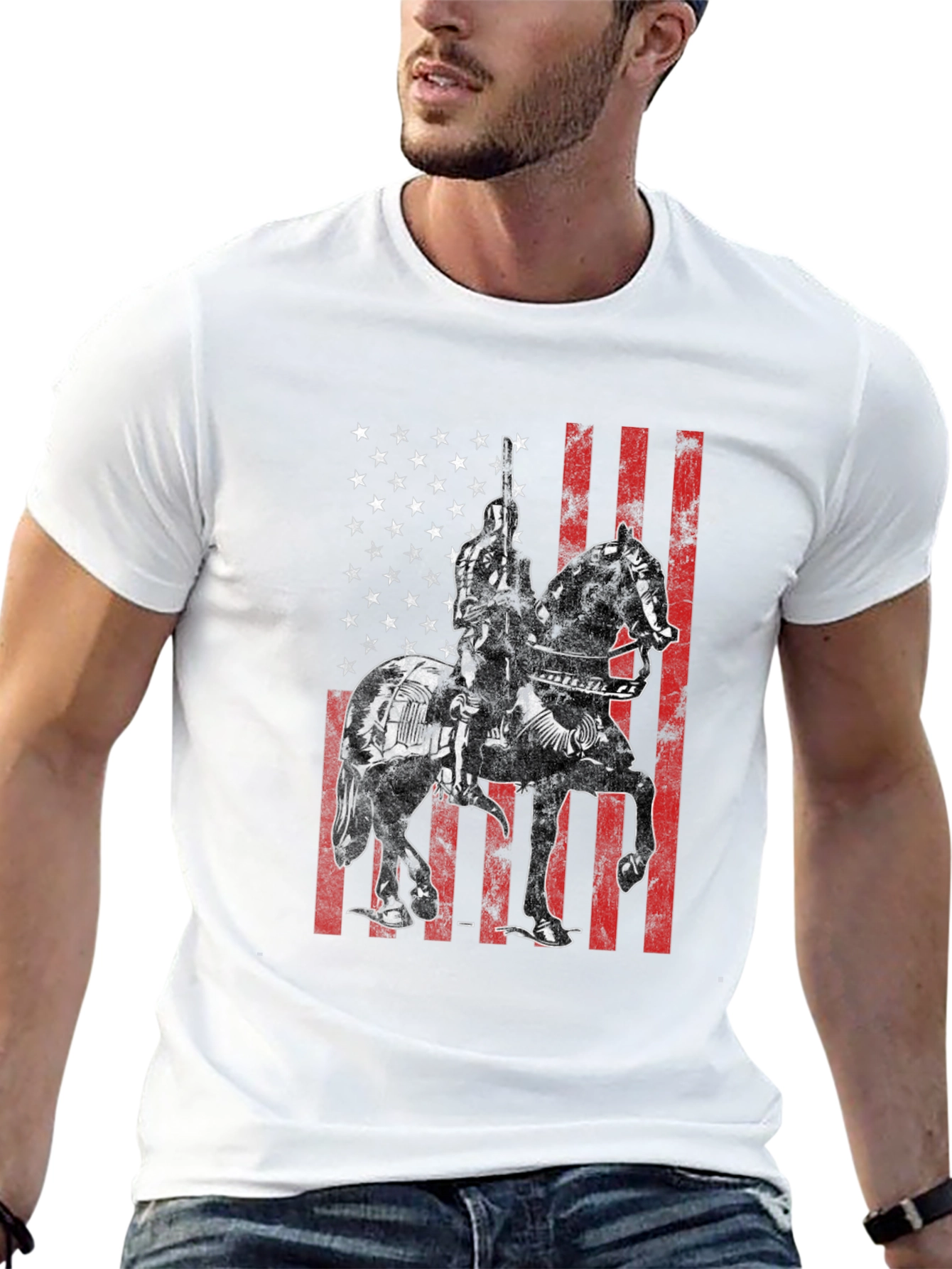 Patriotic Knight on Horseback T-Shirt