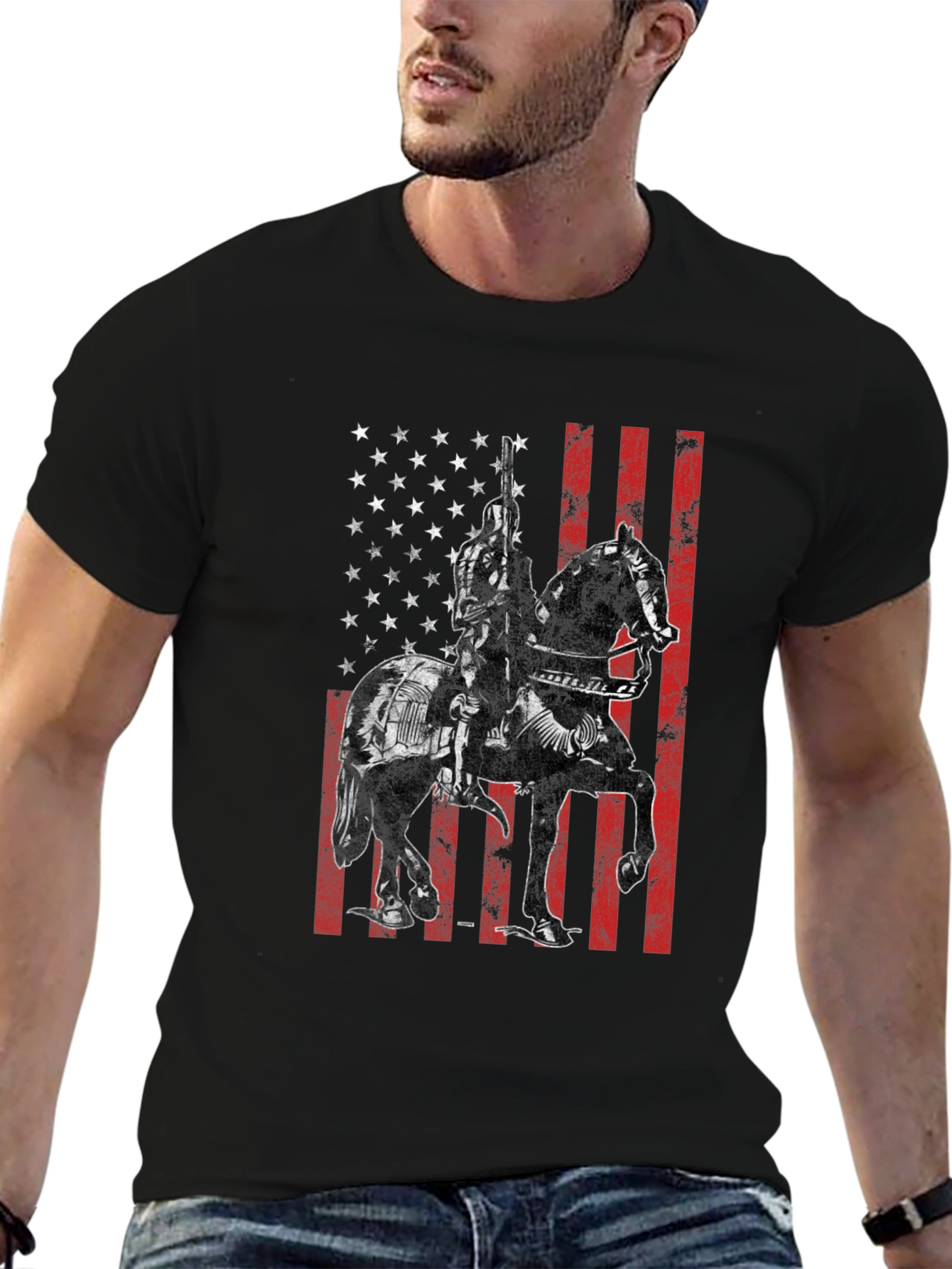 Patriotic Knight on Horseback T-Shirt