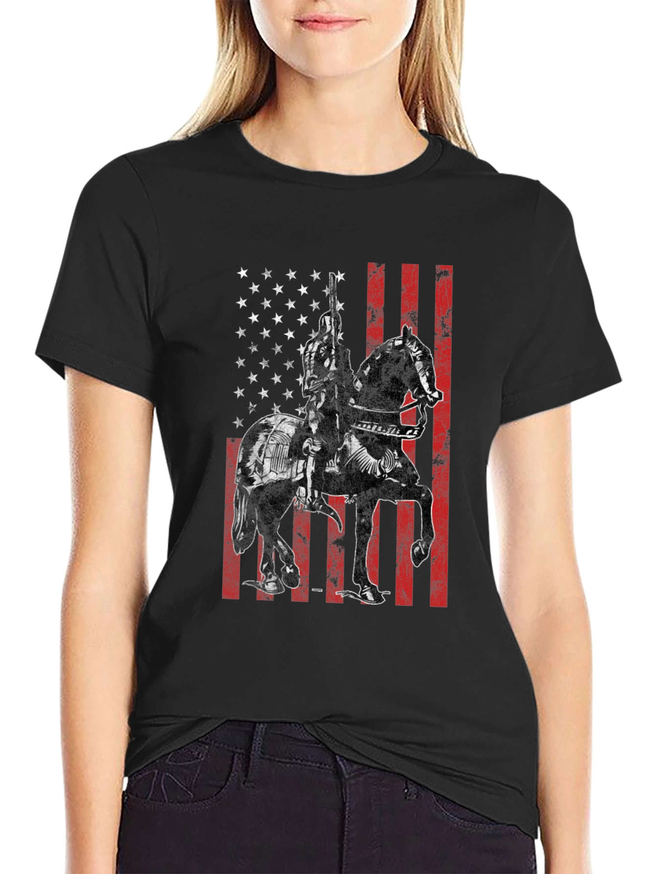 Patriotic Knight on Horseback T-Shirt