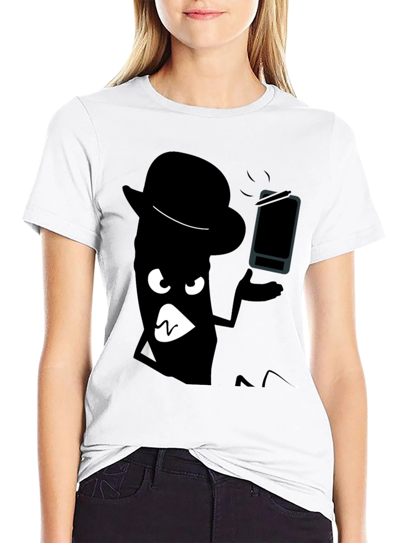 Cartoon Shadow Graphic Black T-Shirt