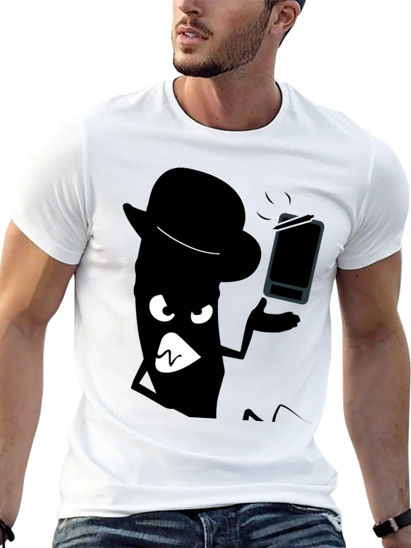 Cartoon Shadow Graphic Black T-Shirt