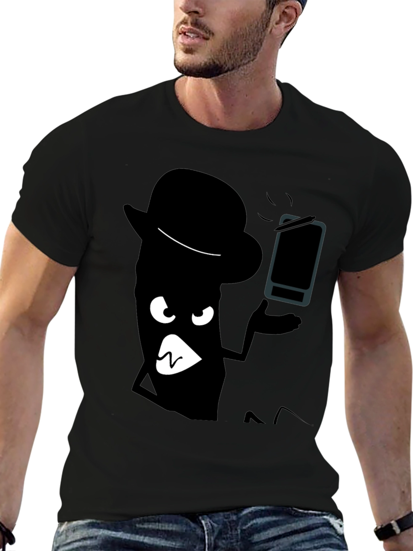 Cartoon Shadow Graphic Black T-Shirt