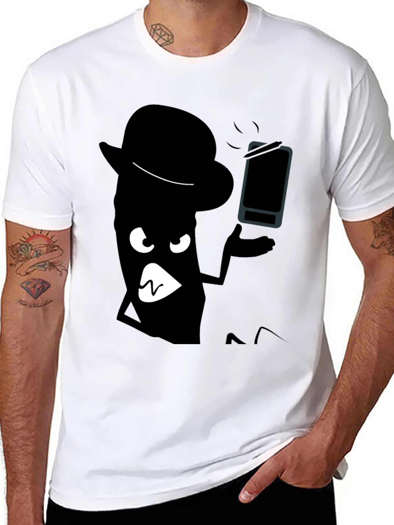 Cartoon Shadow Graphic Black T-Shirt