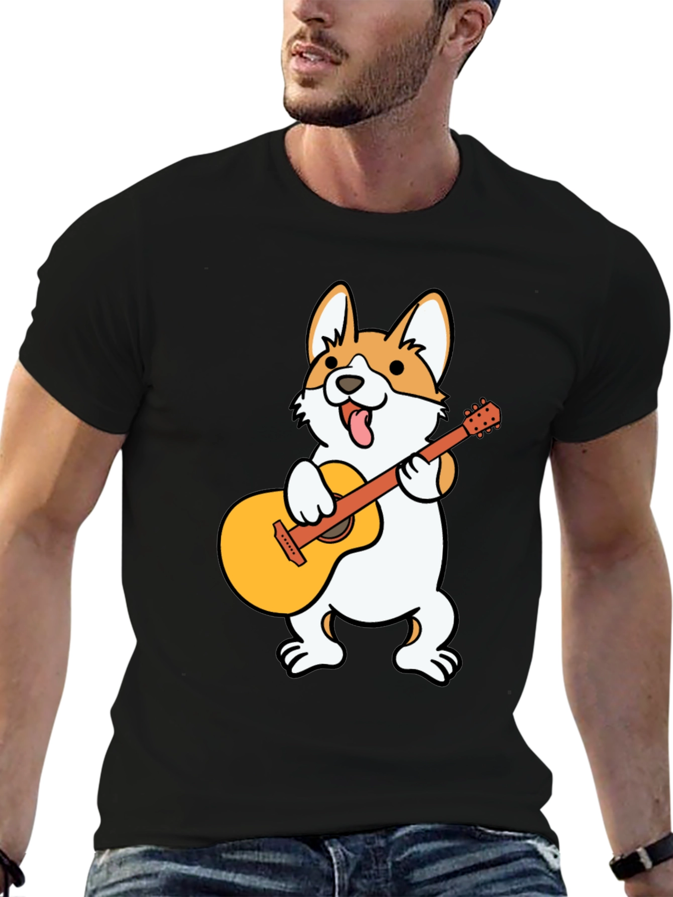 Corgi Guitar Player Graphic Tee