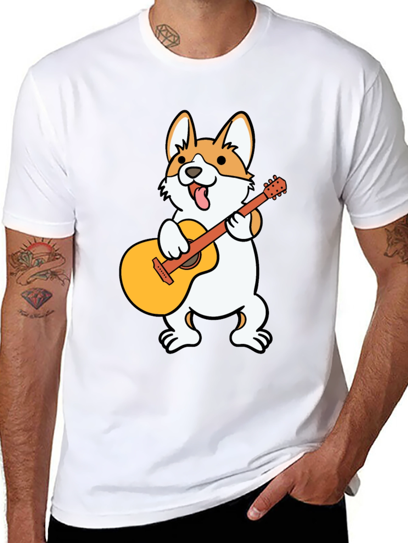 Corgi Guitar Player Graphic Tee