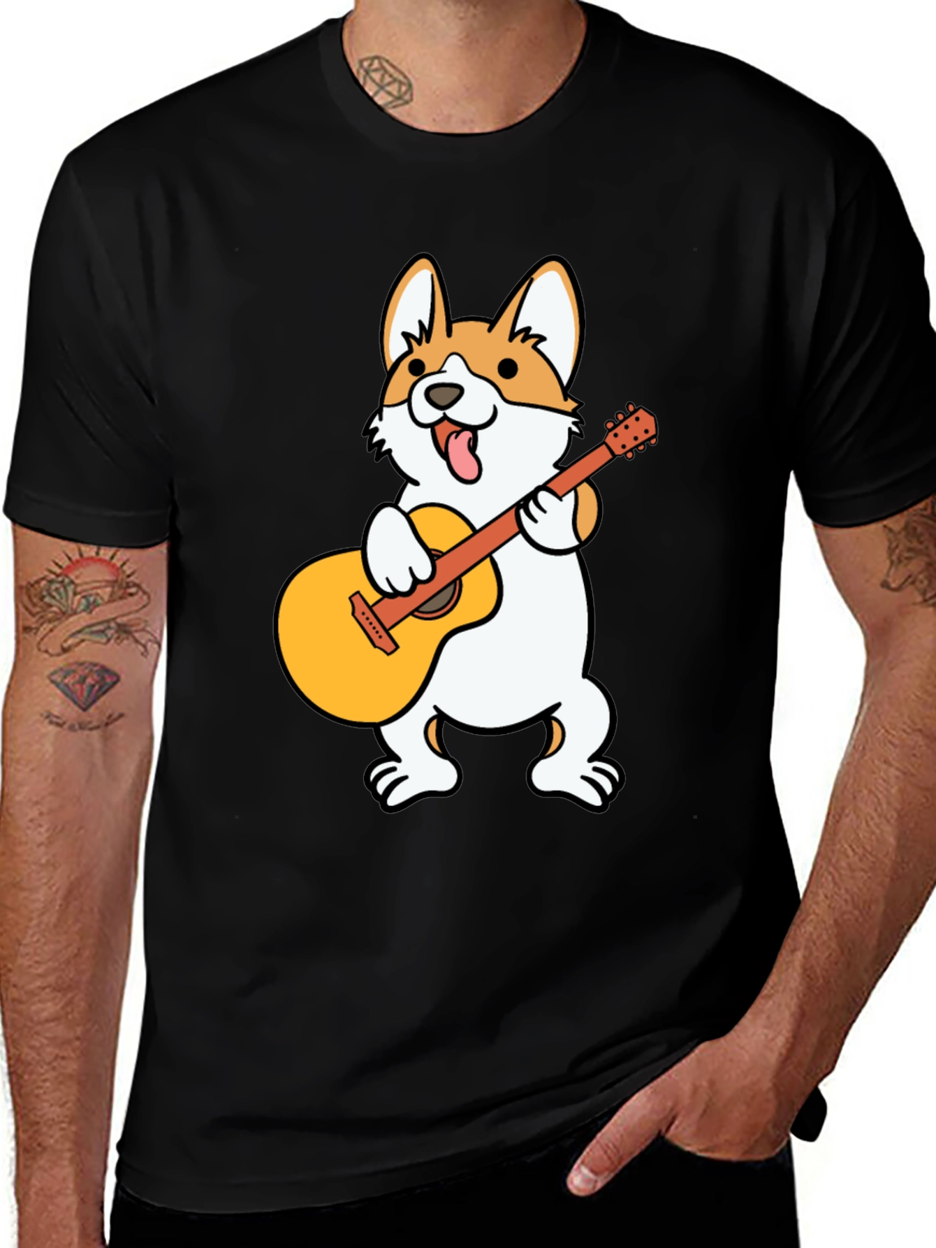 Corgi Guitar Player Graphic Tee