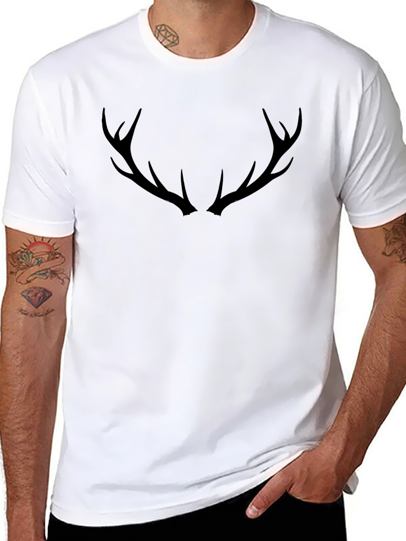 Antler Graphic Tee - Black Cotton Blend