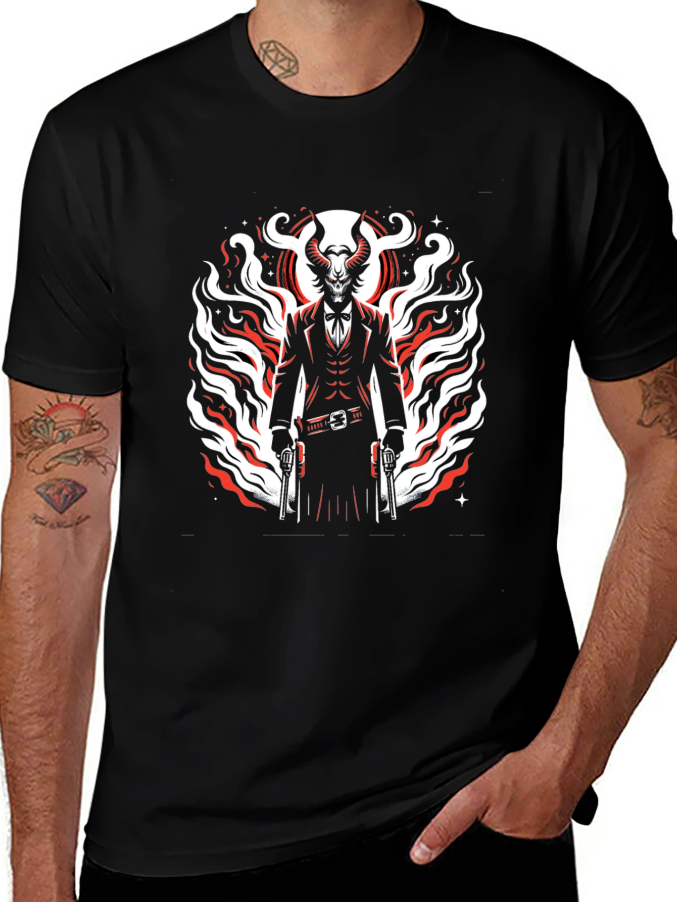 Devil Gunslinger Graphic Tee - Mens Black T-Shirt